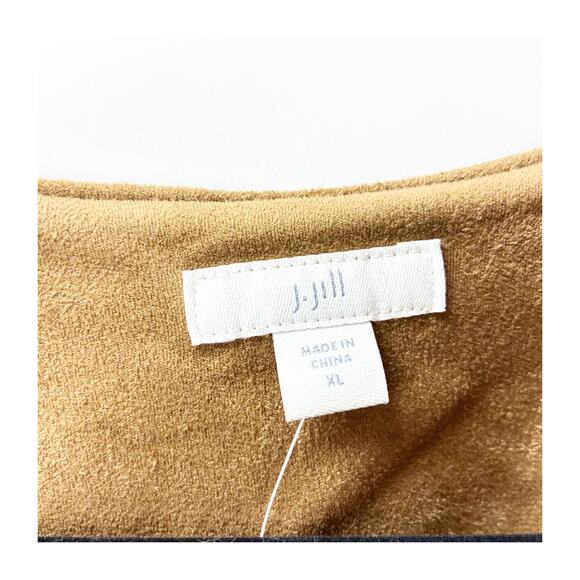 J.Jill NWT Acorn Faux‑Suede Moto Zip Jacket Women XL Camel Brown - Picture 5 of 10